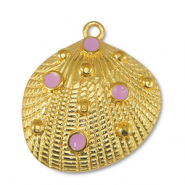 Ciondoli di metallo DQ conchiglia rosa chiaro-oro (privo di nichel)