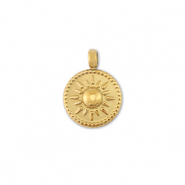 Ciondoli in acciaio inossidabile rotondo con sole oro