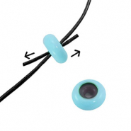 Chiusura con perline scorrevoli smalto 10x4mm blu chiaro