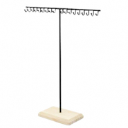 Espositore per bigiotteria a 'T' con supporto in legno per collane naturale-nero