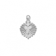 Metallo TQ in ottone ciondolo cuore con croce argento