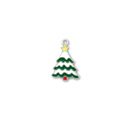 Ciondoli di metallo albero di natale argento-bianco-verde-giallo
