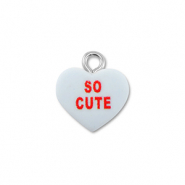 Pendenti in resina cuore "SO CUTE" blu chiaro-rosso