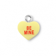 Pendenti in resina cuore "BE MINE" giallo chiaro-rosso