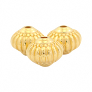 Perline di metallo DQ 8x7mm con decoro oro (privo di nichel)
