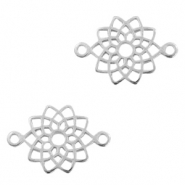 Ciondoli di metallo DQ distanziatore a forma di mandala argento antico (privo di nichel)