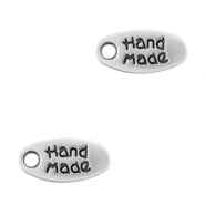 Ciondoli di metallo DQ etichetta "handmade" argento antico (privo di nichel)