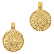 Ciondoli di metallo DQ disco di Maya 16mm oro (privo di nichel)