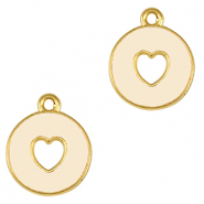 Ciondoli di metallo DQ cuore oro-bianco avorio (privo di nichel)