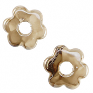 Perline di ceramica greca DQ fiore grigio beige