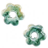 Perline di ceramica greca DQ fiore verde onda del mare-marrone