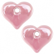 Perline di ceramica greca DQ cuore rosa