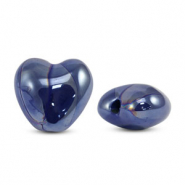 Perline di ceramica greca DQ cuore blu scuro