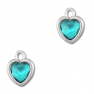 Pendenti di vetro Crystal Glass cuore blu acquamarina-argento