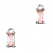 Pendenti di vetro Crystal Glass rettangolo rosa chiaro-argento