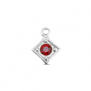 BY31&reg; Ciondoli in acciaio inossidabile rombo argento-rosso rubino