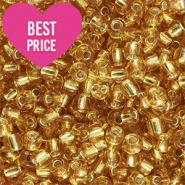 Perline di vetro rocailles 6/0 (4mm) oro giallo chiaro rivestimento argentato