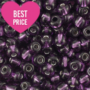 Perline di vetro rocailles 8/0 (3mm) viola rivestimento argentato