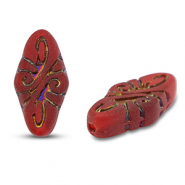 Perline Rep. Ceca arabesque 19x9mm trasparente rosso-blu/oro