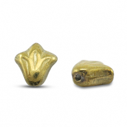 Perline Rep. Ceca lily flower 9x8mm oro