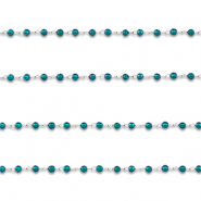 Componenti in acciaio inossidabile catena a rol&ograve; tonda argento-turchese blu