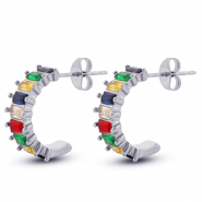 Orecchini in acciaio inossidabil argento-multicolore