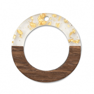 Pendenti di legno tonda transparente-oro-marrone