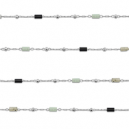 Componenti in acciaio inossidabile catena a rolò Mezcla de piedras naturales tubo argento-nero-grigio