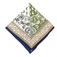 Foulard con foglia marrone chiaro-verde oliva-blu scuro