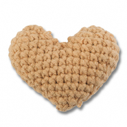 Cuore all'uncinetto beige-marrone