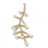 Pendenti con perline di vetro fiore oro-biancastro