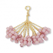 Pendenti con perline di vetro fiore oro-malva