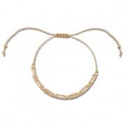 Braccialetti alla moda perline miste marrone chiaro-oro