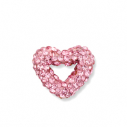 Perline in acrilico con strass cuore rosa chiaro