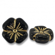 Perline in acrilico fiore nero-oro