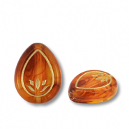 Perline in acrilico goccia marrone cognac-oro