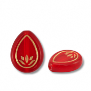 Perline in acrilico goccia rosso-oro