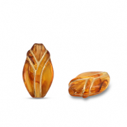 Perline in acrilico tulipano marrone cognac-oro