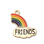 Ciondoli di metallo smalto arcobaleno " friends" oro-multicolore