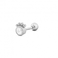 Piercing all'orecchio in acciaio inossidabile tonda con palline argento