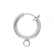 Componenti in acciaio inossidabile orecchini a cerchio clip con anellino 14mm argento