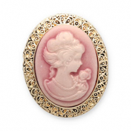 Broches Cameo ovale oro-rosa vintage