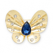 Broches farfalla oro-blu scuro-trasparente