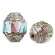 Perline Rep. Ceca FPB ovale 7x6mm light aqua-dark travertin