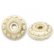 Perline in acrilico rondella con cuore biancastro-oro