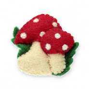Broches feltro fungo rosso-bianco-verde