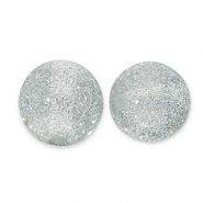 Perline in acrilico con glitterato 12 mm grigio-argento