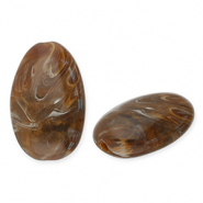 Perline in acrilico ovali allungate marrone scuro-bianco