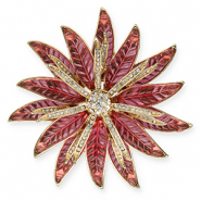 Broches accattivanti con anellino fiore oro-rosa-trasparente