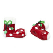Perline di vetro calza di natale rosso-bianco